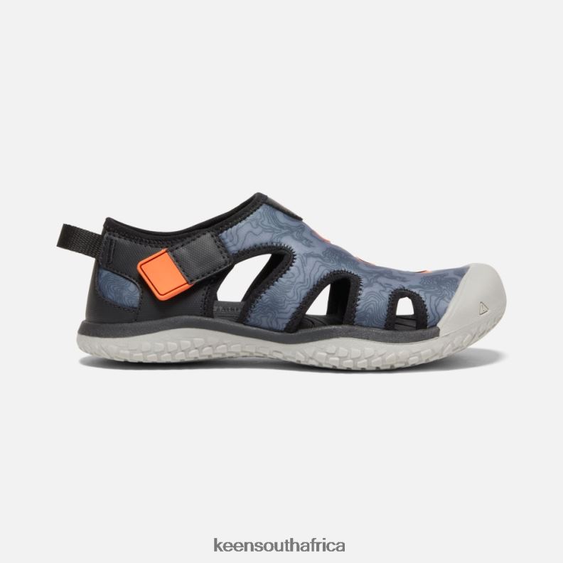 Big ' Stingray Sandal Black-Safety Orange R268B595 Keen Kids