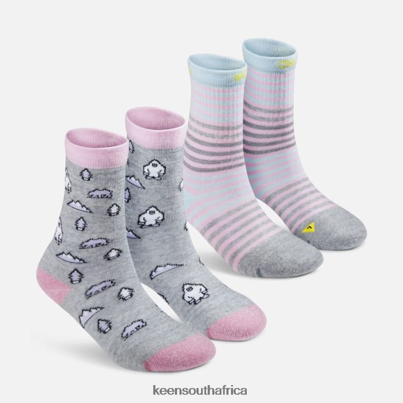 Comfy Crew Socks 2-PackFeather Yeti Print R268B419 Keen Kids