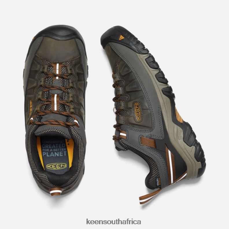 Targhee III Waterproof Hiking Shoes Black Olive-Golden Brown R268B258 Keen Men